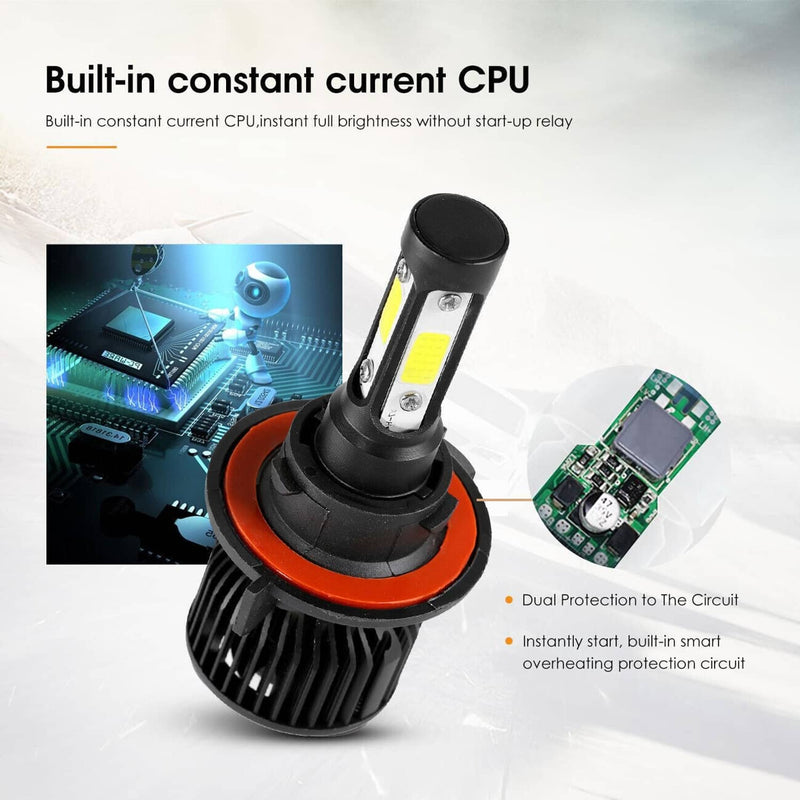 4-Sides H13 9008 LED Headlight Bulb for Ford F-150 2004-2014 High Low 6000K
