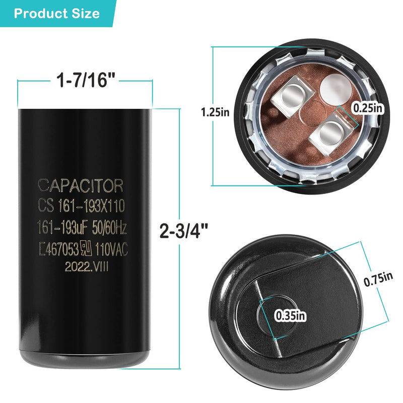 Pool Pump Capacitor 161-193 uf/MFD for Hayward Super Pump 0.75 1.0 1.5 HP