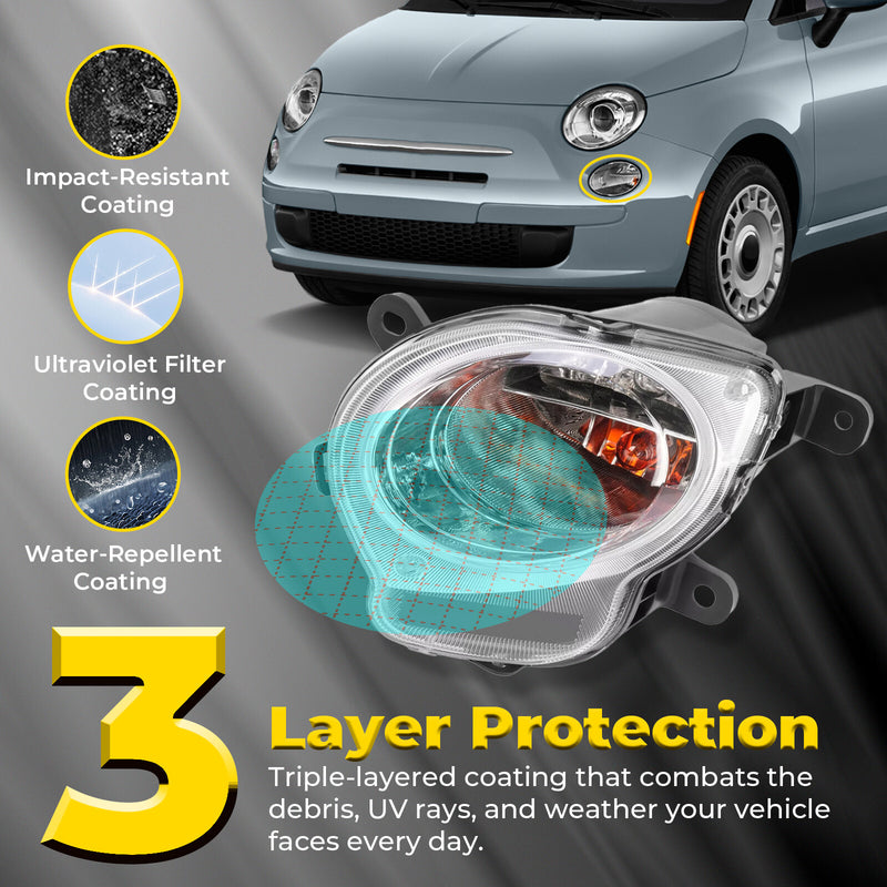 Turn Signal Light Left With Bulb Chrome Trim Parking Lamp for Fiat 500 2012-2017