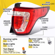 DURAFORCE LED Tail Light Brake Lamp Passenger Right Side for Ford Explorer 2016 2017-2019