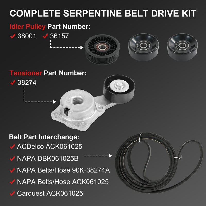 Serpentine Belt Drive Component Kit for Ford F-150 Lincoln Mercury V8 2005-2014