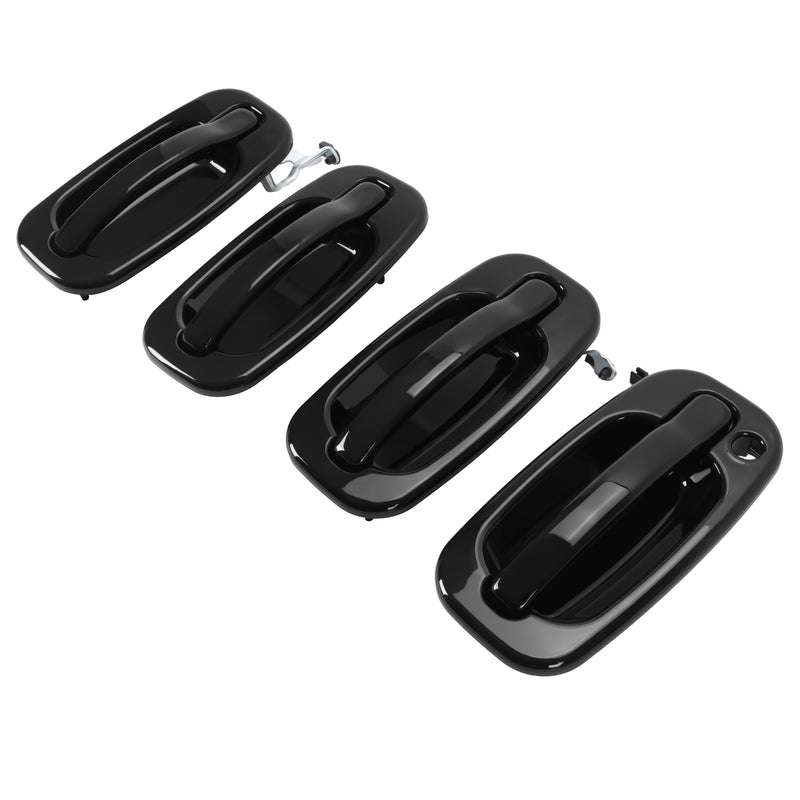 Outside Door Handles Set Painted Black for Silverado Tahoe Sierra 99-06 4 Pcs
