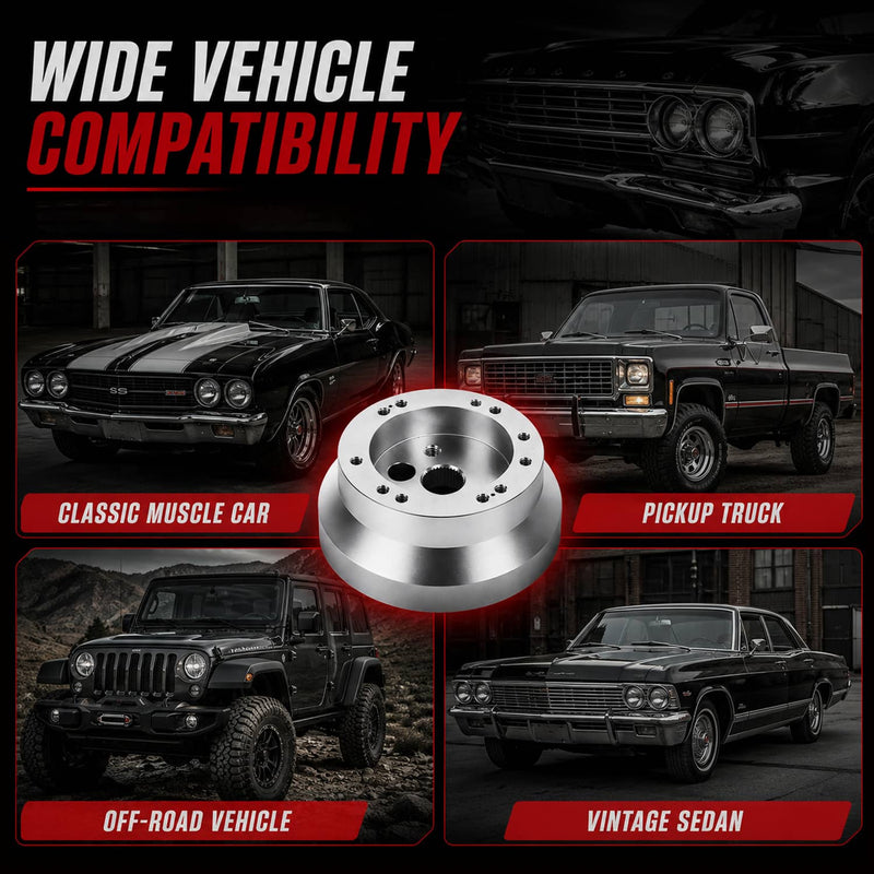 Steering Wheel Hub Adapter 5 & 6 Hole Polished Silver for GM Chevy Aluminum