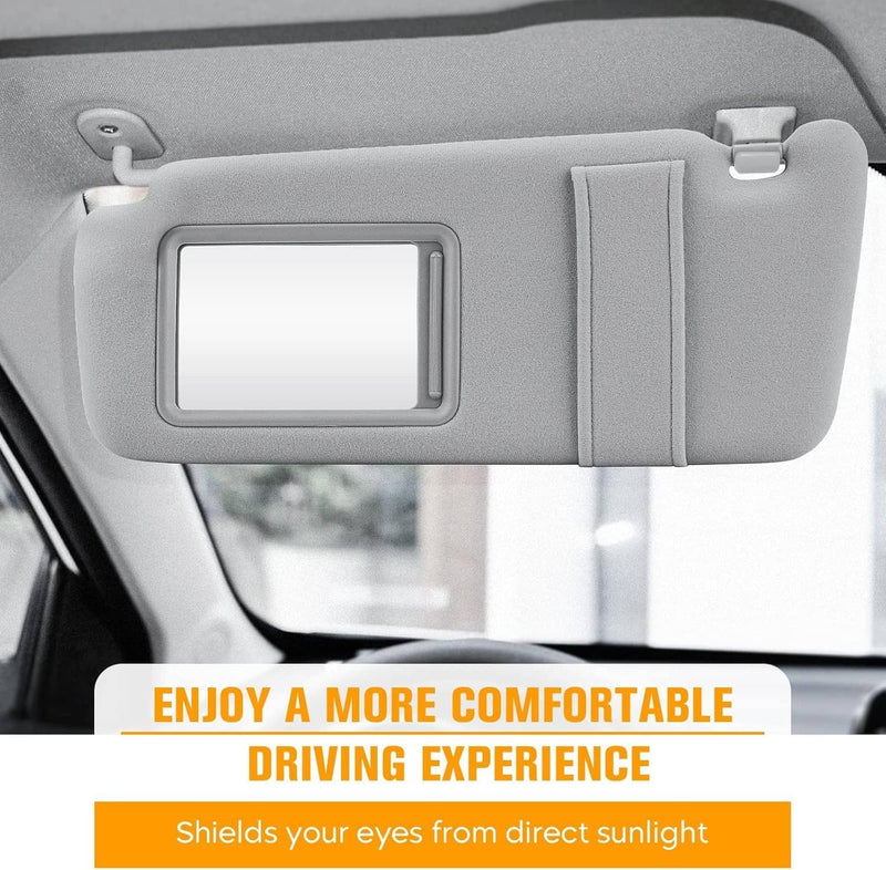 Gray Sun Visor Pair with Cover Trims for Toyota Venza 2009-2016 Left Right