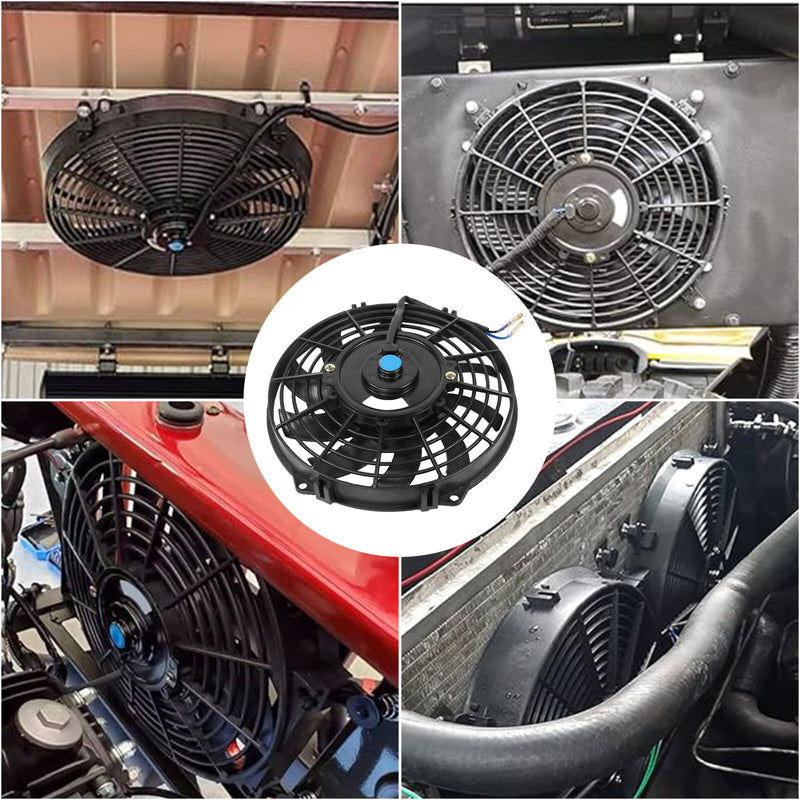 9 inch 12V Slim Fan Push Pull Electric Radiator Cooling Fan Mount Kit 2 PCS