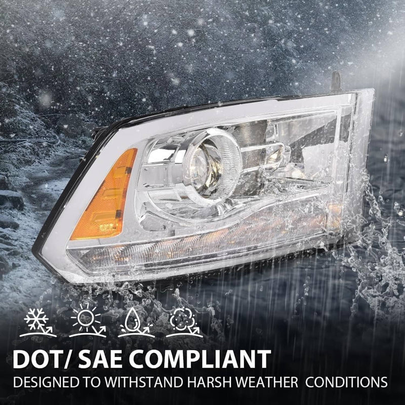 Chrome Projector Headlights w/LED DRL for Dodge Ram 1500 2500 3500