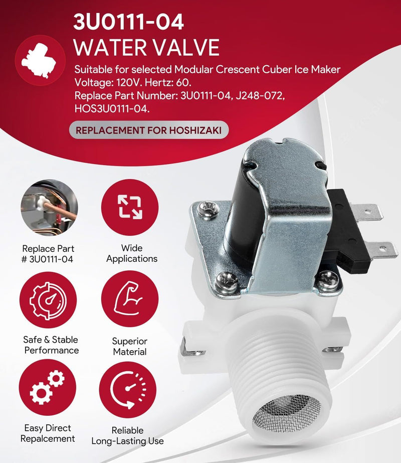 3U0111-04 Water Valve for Hoshizaki 120V 60Hz J248-072 HOS3U0111-04 B-500PF