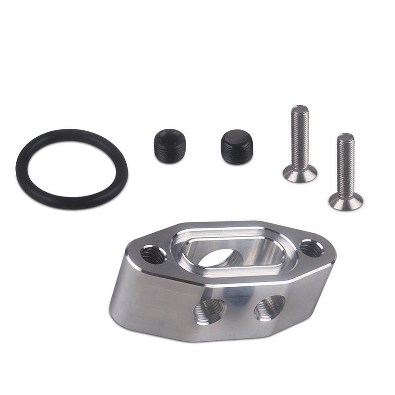 LS Twin Turbo Dual 90 Degree 1/8 Inch NPT Oil Feed Line Adapter Plate LS1