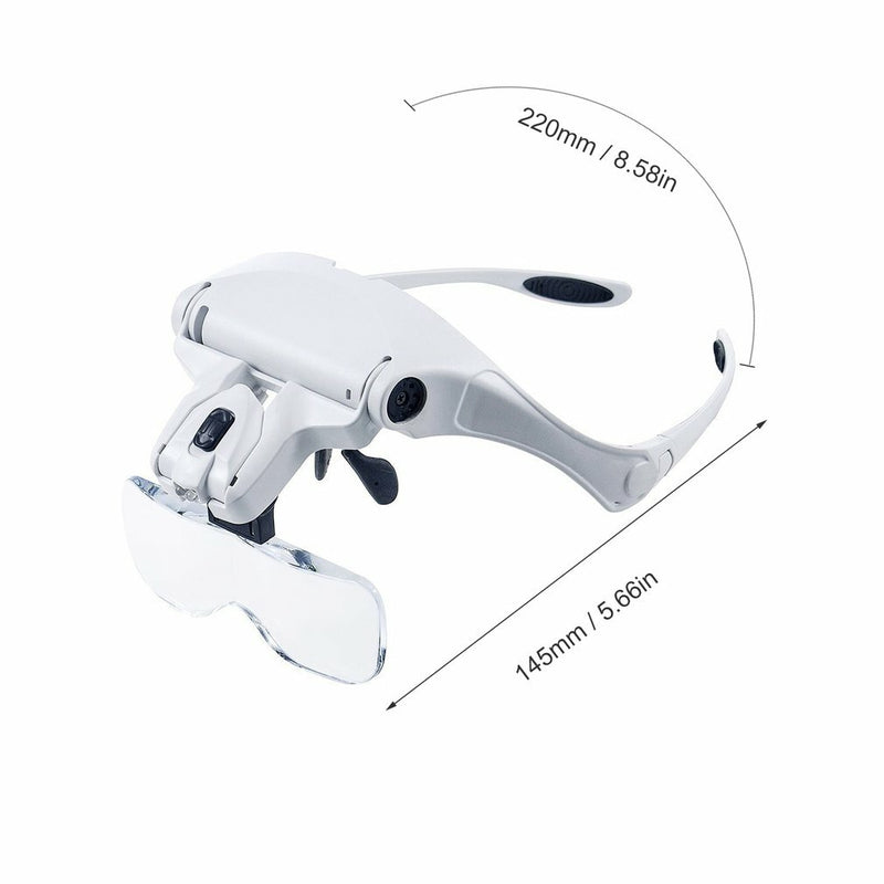 LED Light Head Loupe Magnifying Glass for Jeweler Watch with 5 Lens