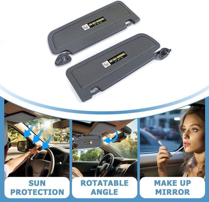 Sun Visor Dark Gray Left Right Set for 2006-2011 Honda Civic Pair