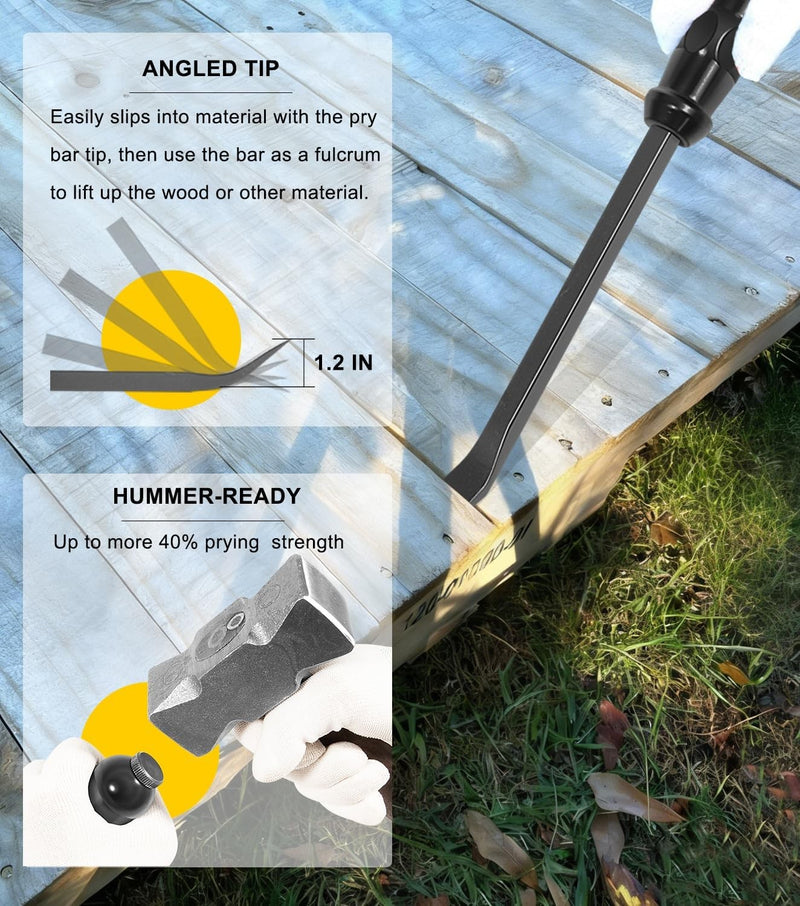 LSQ42103 Pry Bar Set Heavy Duty Angled End 12", 17", 25" 3-Piece
