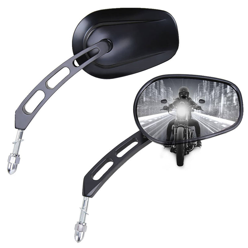 8mm Black Rear View Mirrors for Harley FLSTC FXDB Dyna FXDF Left and Right