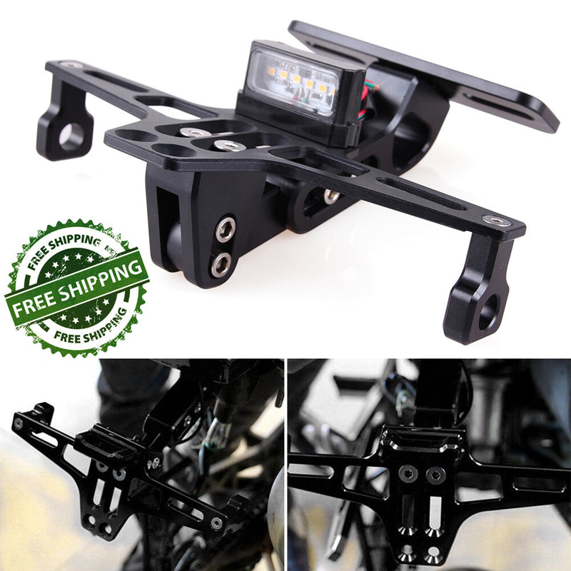 License Plate Holder Bracket LED Tail Light for Motorcycle CNC Fender Eliminator