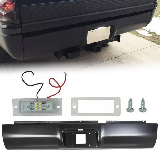 DURAFORCE Rear Bumper Roll Pan For Dodge Ram 1500 2500 3500 1994-2001 LED Light Black