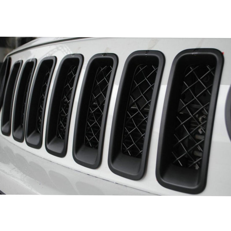 Black Front Mesh Grill Grille Insert Cover for Jeep Patriot 2011-2017 7 PCS