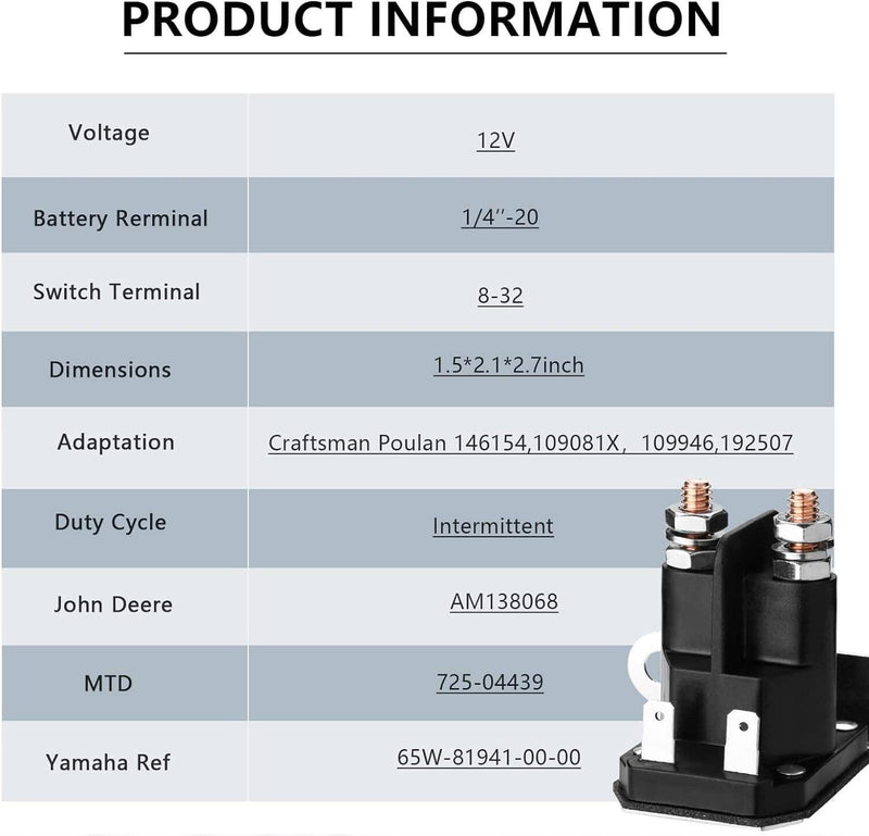 Starter Relay Solenoid for MTD Cub Cadet 725-04439B 725-04439A 725-04439