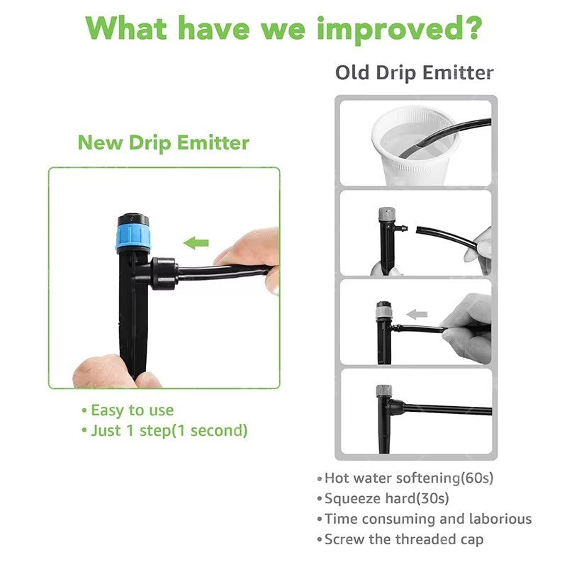 30Pcs Drip Irrigation Emitter 1/4 Inch Garden Watering System Adjustable
