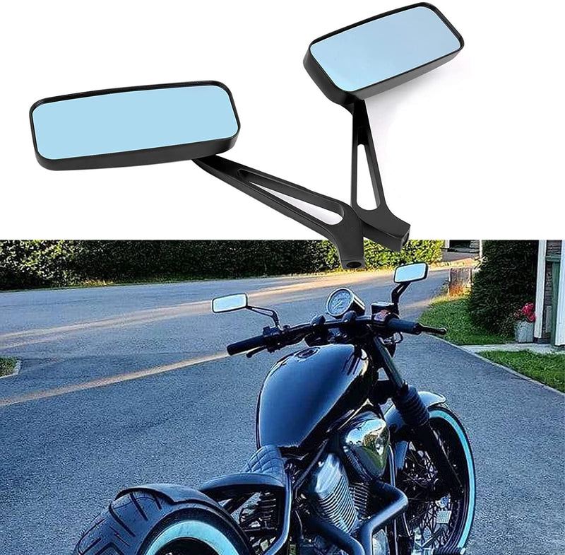 Black Rectangle Rear-View Mirrors for Harley Touring Road Glide Road King, 2x