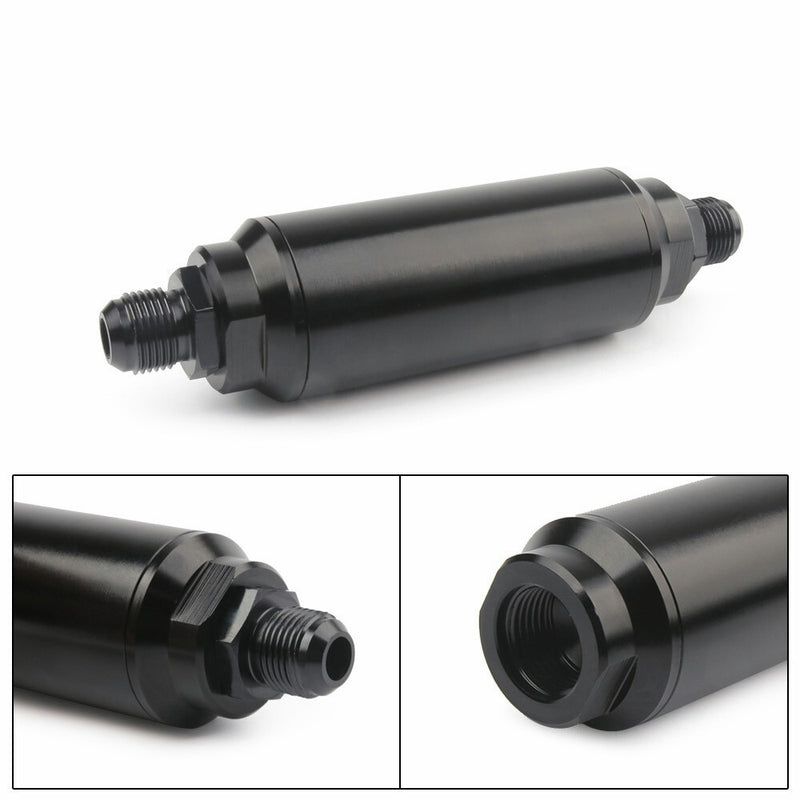 Universal Racing In-Line Fuel Filter AN6 AN8 AN10 Adapter 40 Micron Cleanable
