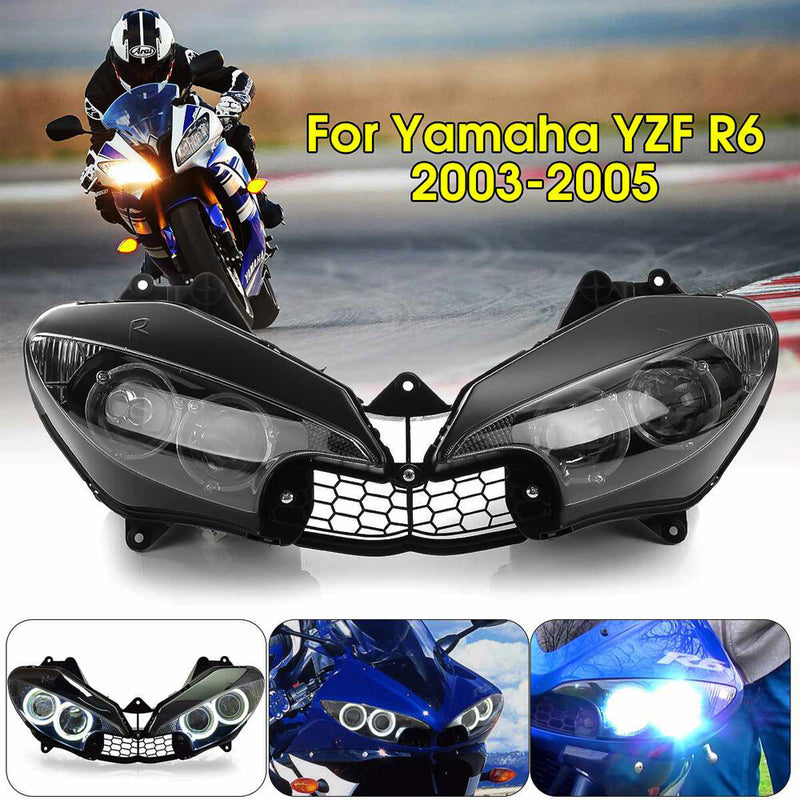 Headlight Head Lamp Assembly for Yamaha YZF R6 2003-2005 YZF R6S 2006-2009