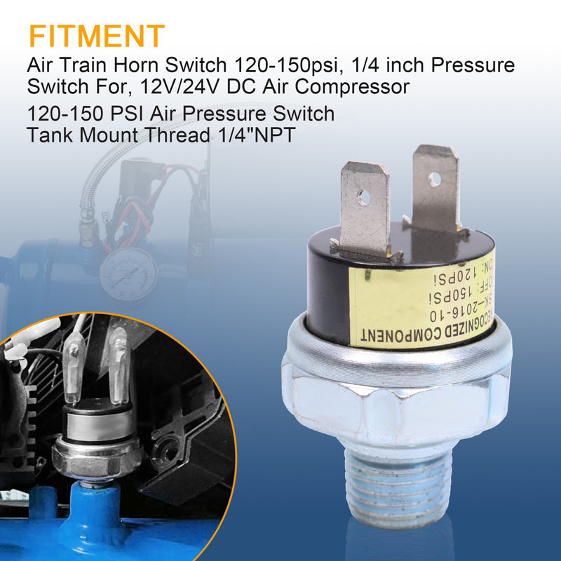 12V Air Pressure Control Switch Valve for Horn Compressor Tank 120-150 PSI
