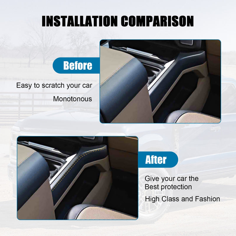 Center Console Padded Black Leather Trim for 2023-2024 Ford Super Duty Limited