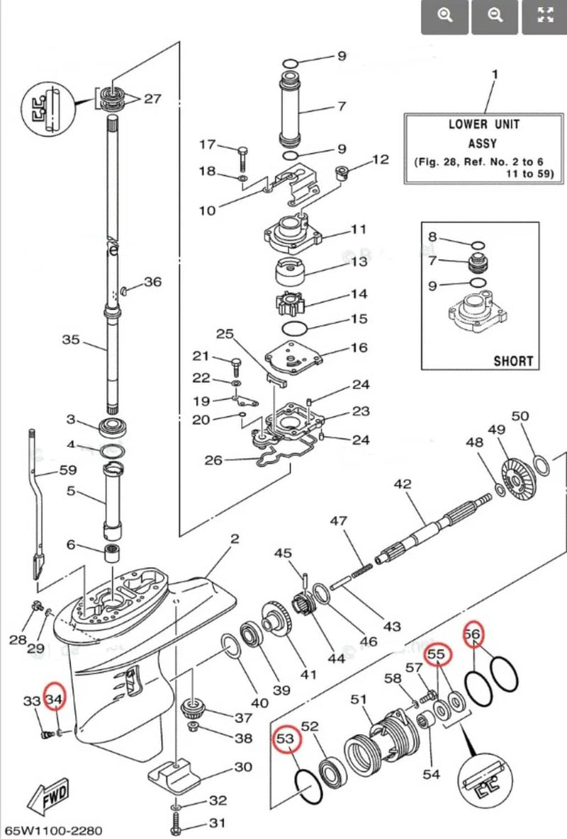 DURAFORCE 93101-20M07 90430-08003 Lower Gearcase Seal Kit for Yamaha 25HP 30HP Outboard