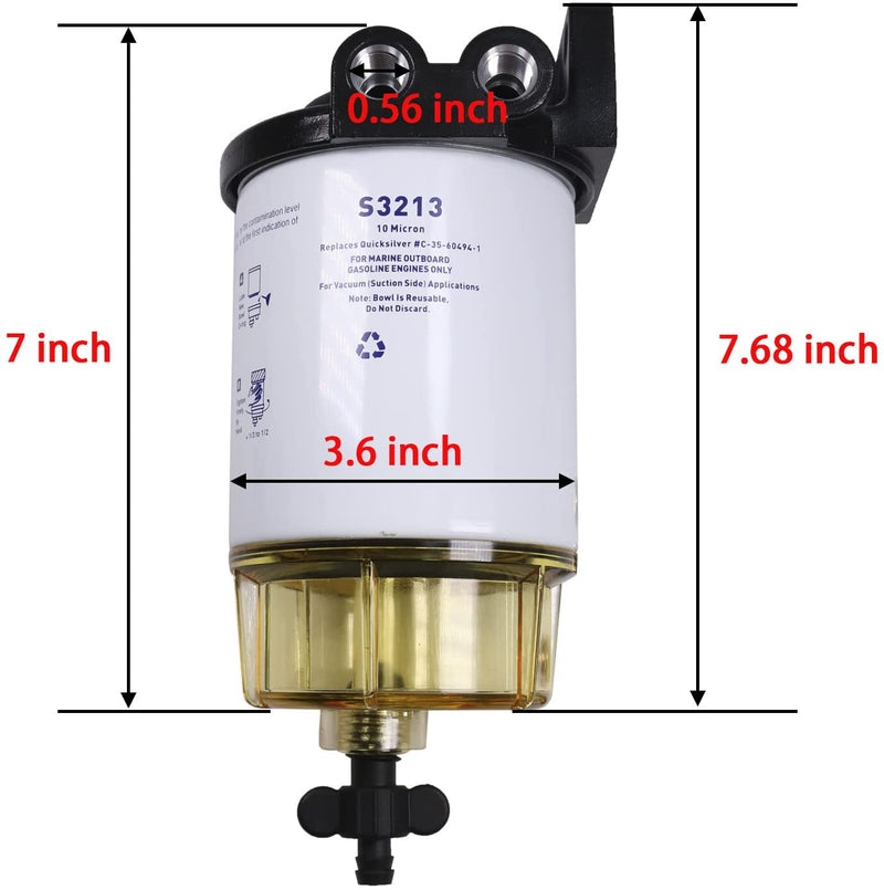 S3213 3/8" NPT Fuel Filter Water Separator System for Marine Outboard