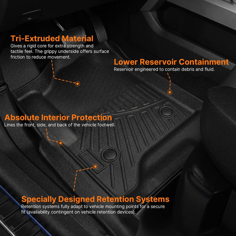 3D TPE All Weather Floor Mats Liner for Chevy Tahoe GMC Yukon 2015-2020 7 Seats