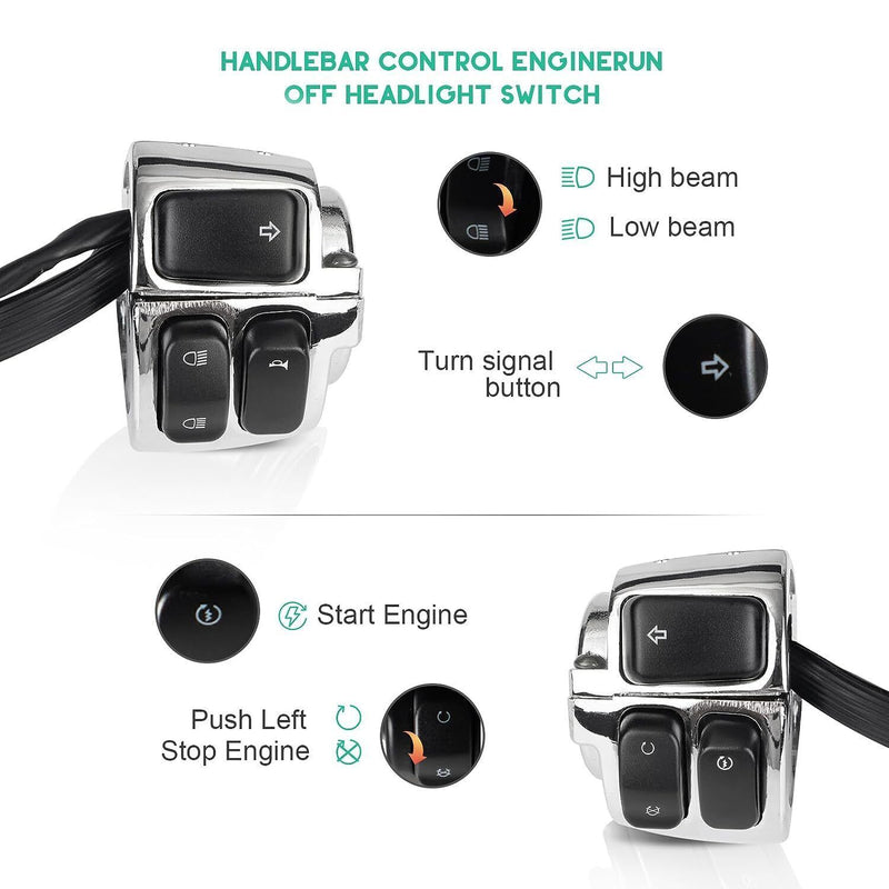 Motorcycle Handlebar Control Switches Wiring Harness Kit for Harley 1