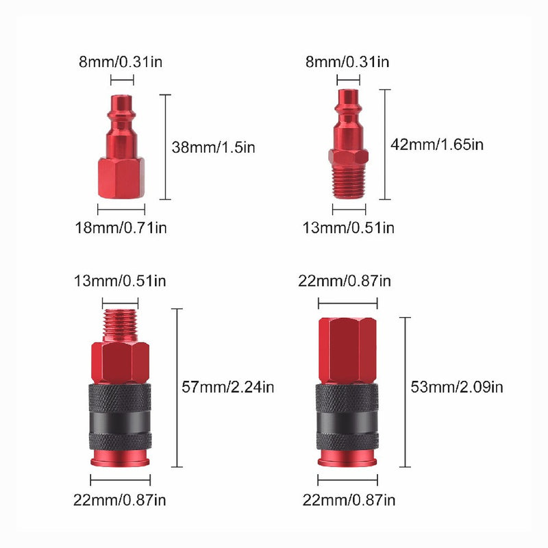 1/4 NPT Air Hose Fittings and Air Coupler Kit Aluminium Quick Connect Air Plug