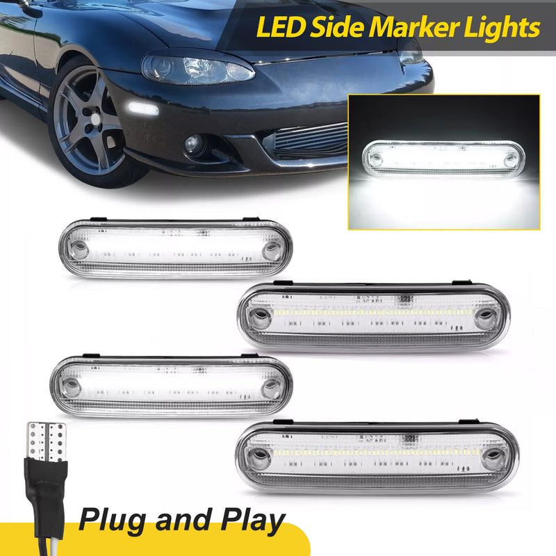 Clear Front Rear LED Side Marker Light for Mazda Miata MX-5 1990-2005 4PCS