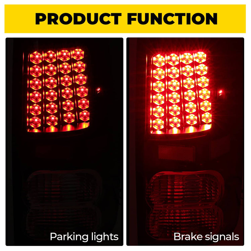 DURAFORCE Full LED Tail Lights Left+Right Black for Toyota Tundra 2007-2013 Pair Set