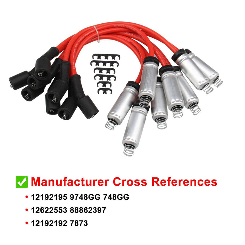 Round Ignition Coil and Wires for Chevy Silverado GMC LS1 LS3 4.8L 5.3L 6.0L 8Pc