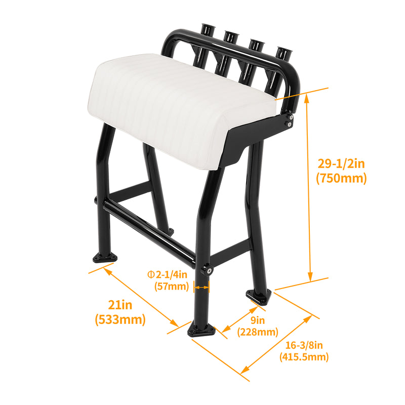 29" Leaning Post Seat w/ 4 Rod Holders Aluminium for Centre Console Boat