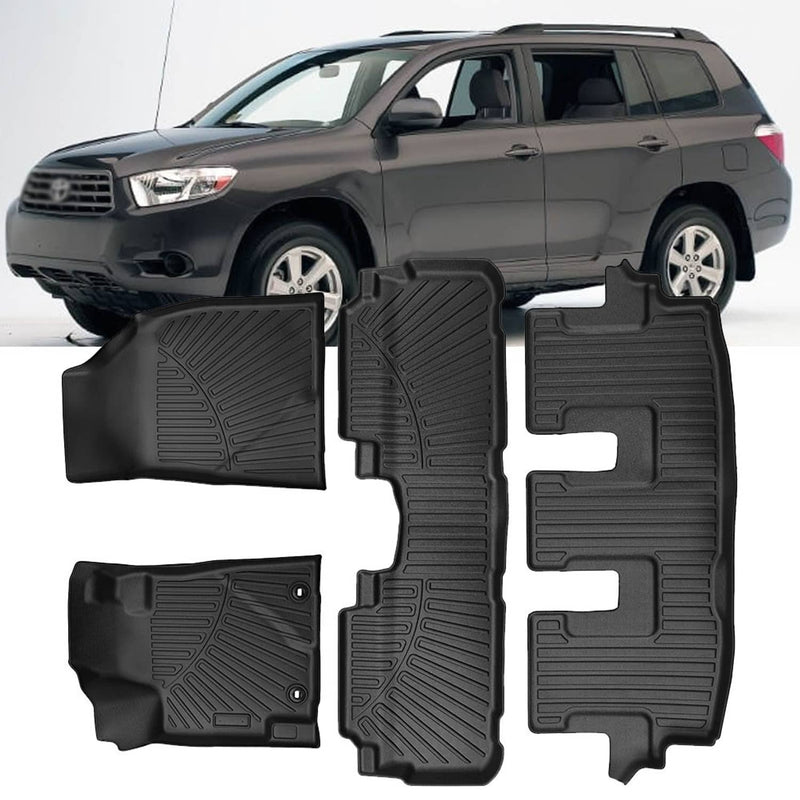 Floor Mats for Toyota Highlander 2008-13 Non Hybrid All Weather TPE Liners