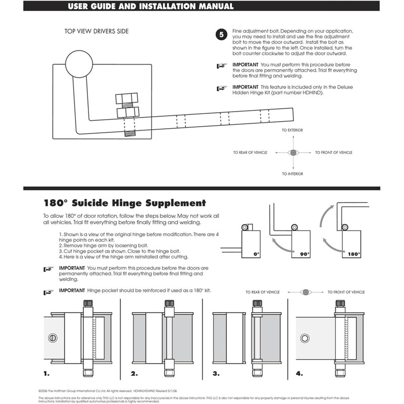 Universal Complete 2 Door Street Rat Hot Rod Suicide Hidden Door Hinge Kit