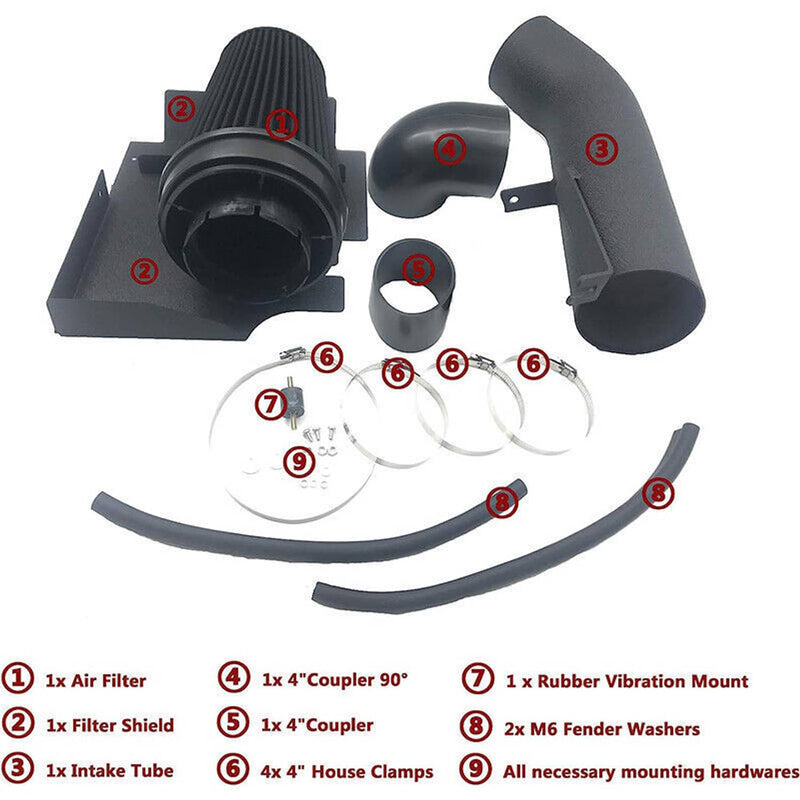 Black Cold Air Intake Kit for Chevy Silverado 1500 4.8 5.3 6.0 6.2 V8 2009-2013