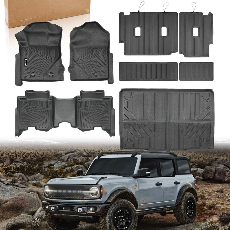 For Ford Bronco 4 Door Floor Mat Cargo Mat Trunk Liner Back Seat Full Set