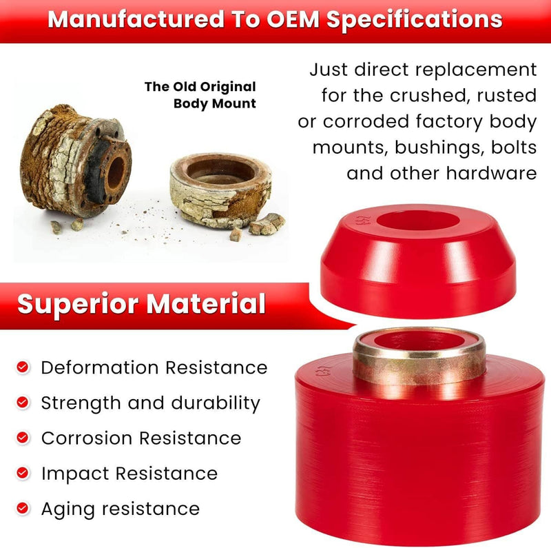 Body Cab Mount Bushing Kit 4.4123R for Ford F150 F250 F350 Suspension 80-98