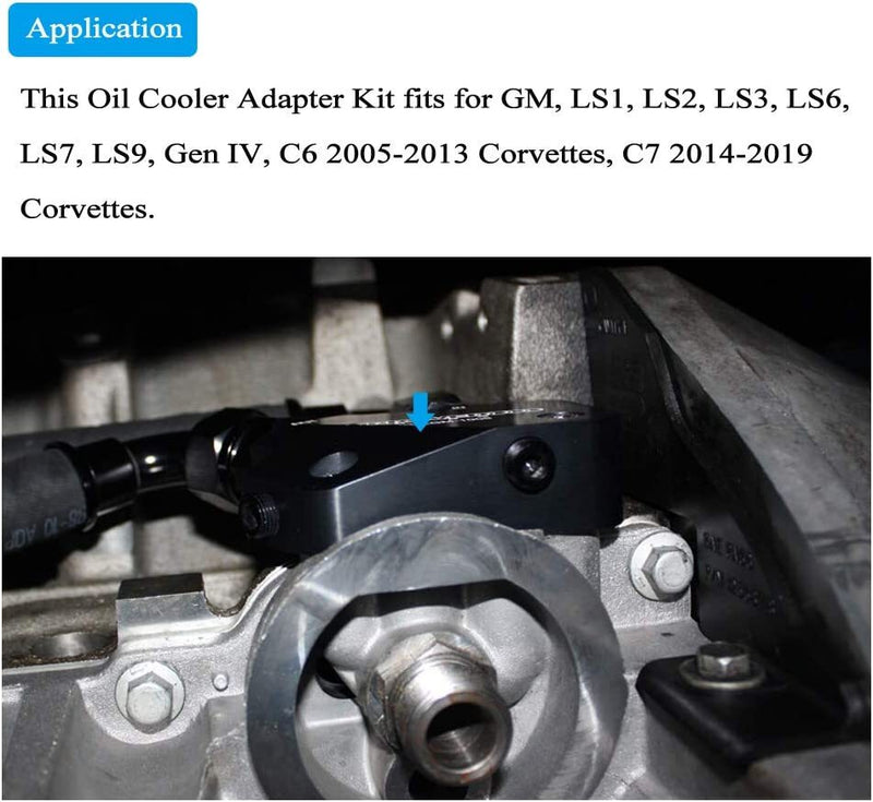 Engine Oil Cooler Adapter Kit for GM LS1 LS2 LS3 LS6 LS7 LS9 2005-2019 Corvette