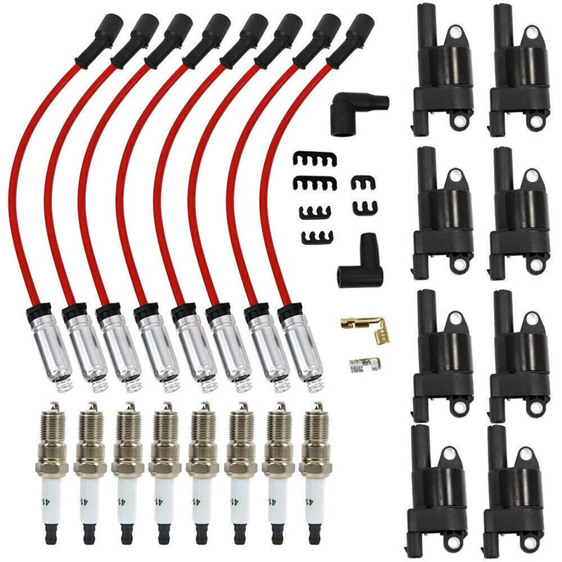 Round Ignition Coil Spark Plug Wire 8Pack for GMC Chevy Silverado 1500 5.3L 6.2L