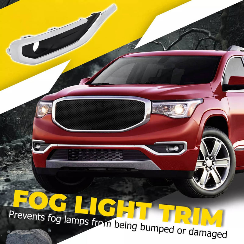 DURAFORCE Fog Light Trim Bezel Chrome for GMC Acadia 2017-2019 Passenger Driver Side