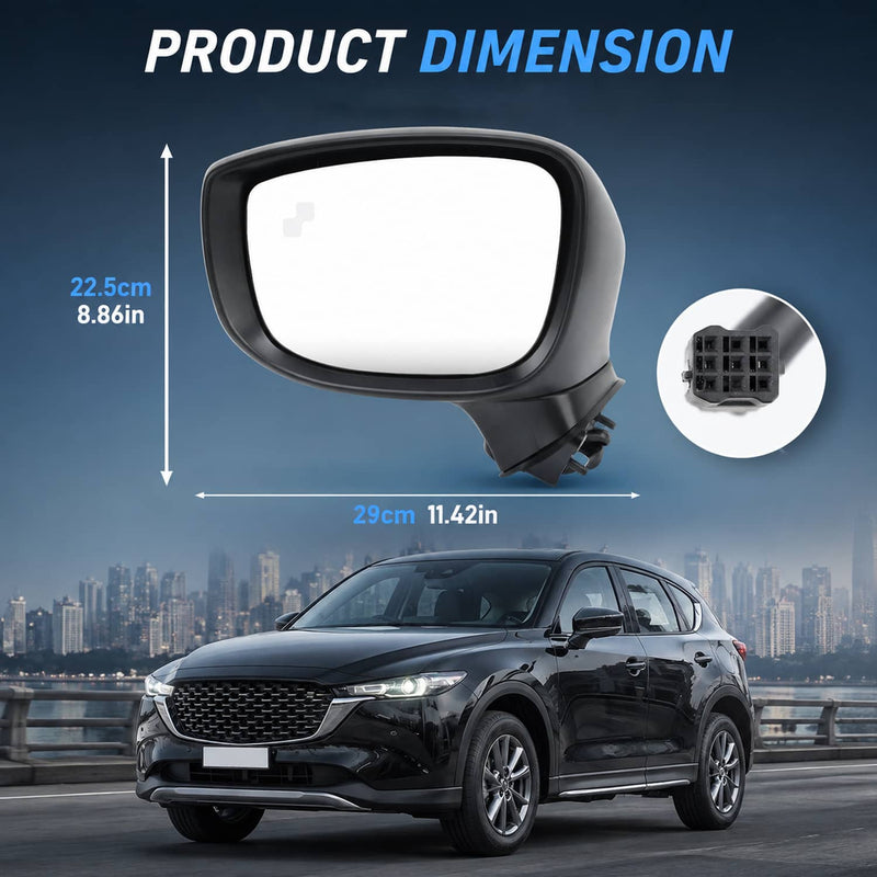 Left Driver Side Mirror for Mazda CX-5 2017-2024 BSM Power Turn Signal