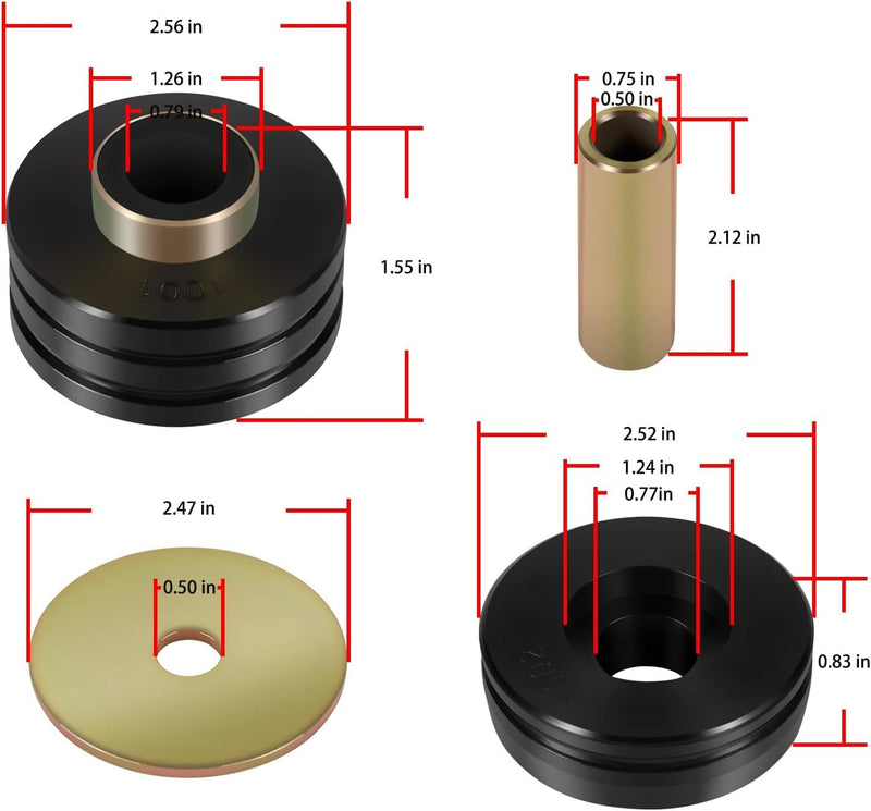 9.4102G Universal Polyurethane Body Mounts Bushings Isolators Black 10-Pack