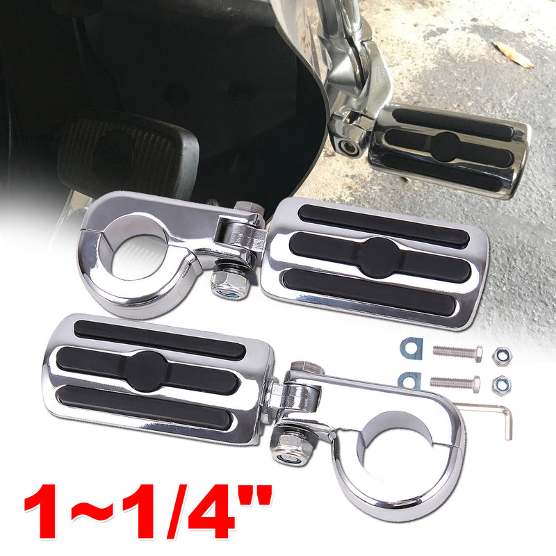 1.25" Highway Footpegs Adjustable Footrest Mounting P-Clamps for Harley Honda