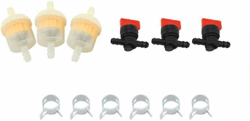 494768 697947 698183 In Line Fuel Gas Filter Shut Cut Off Valve Clamp 1/4 3 Kit