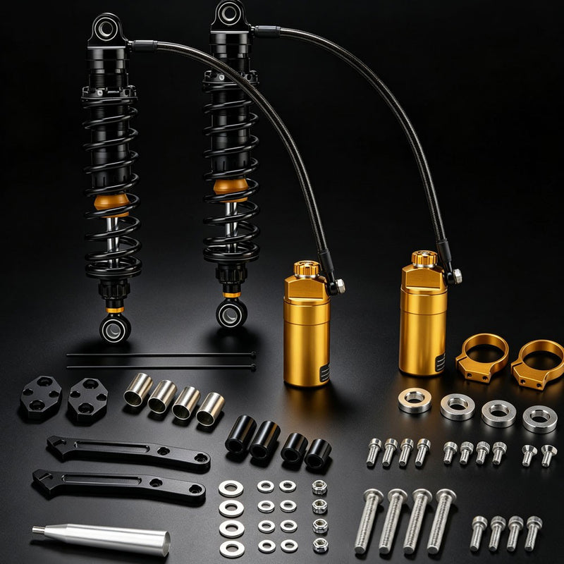 13" Adjustable Remote Reservoir Rear Shocks Set for Harley Road Glide