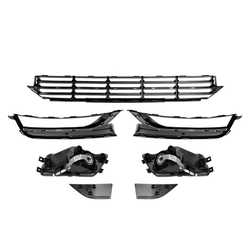DURAFORCE Front Bumper Fog Lights Corner Lamp & Lower Grille for VW Passat 2012-2015 7PC