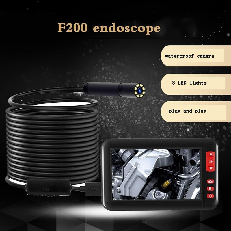 1080P HD Industrial Endoscope Borescope 4.3'' Screen 8mm Inspection Snake Camera